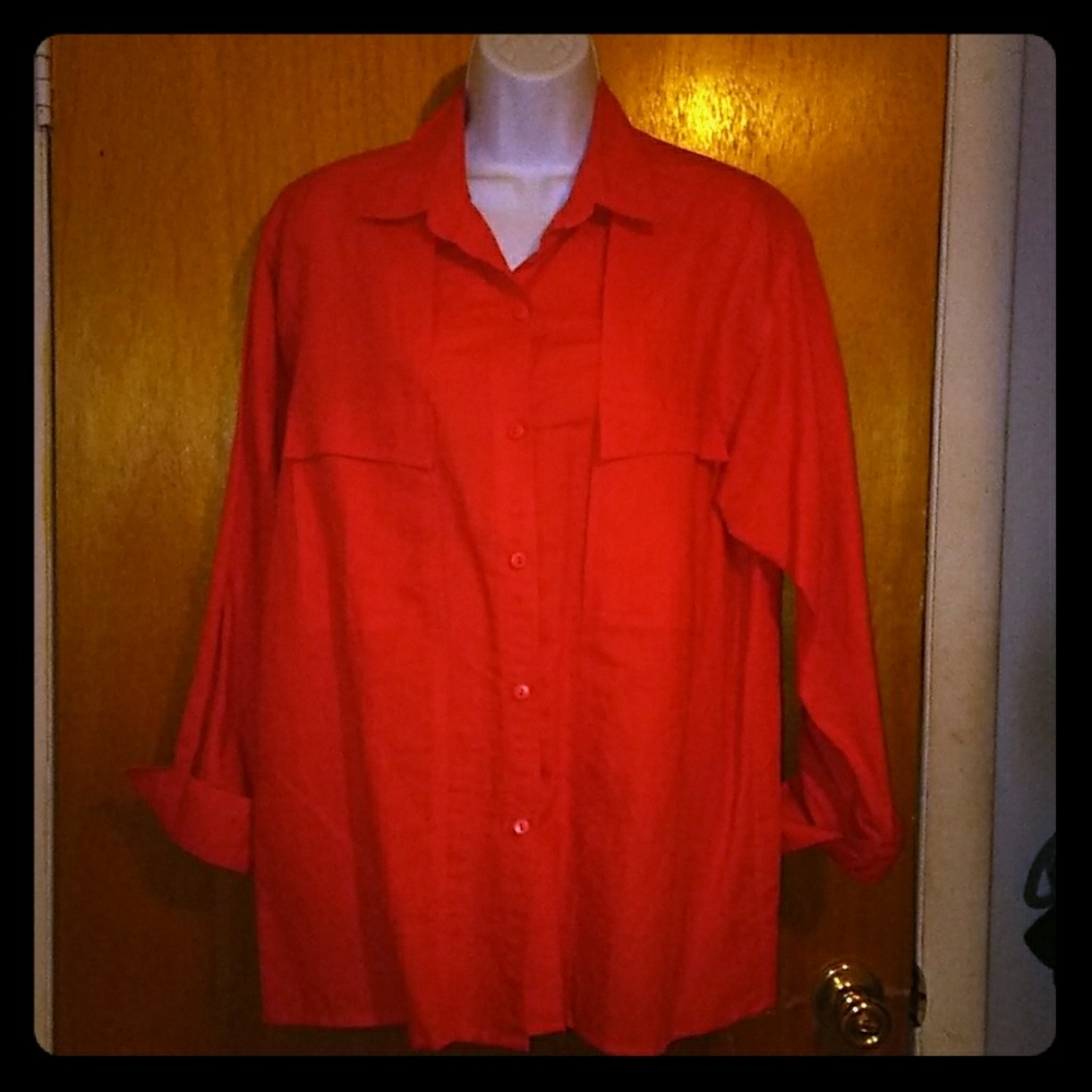 Red long sleeve button down